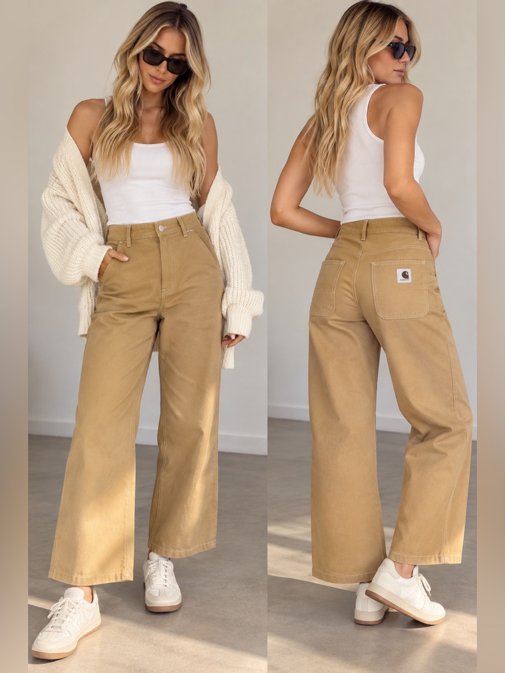 Carhartt WIP Amanda Pant Relaxed Straight Tan Utility Pants Women’s Size 29